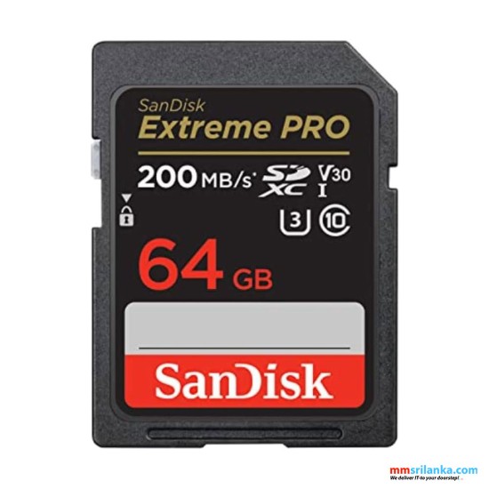SanDisk 64GB Extreme PRO UHS-I SDXC 200 MB/s Memory Card (5Y)